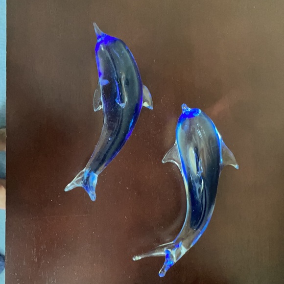 Glass dolphins 6” - Picture 2 of 2